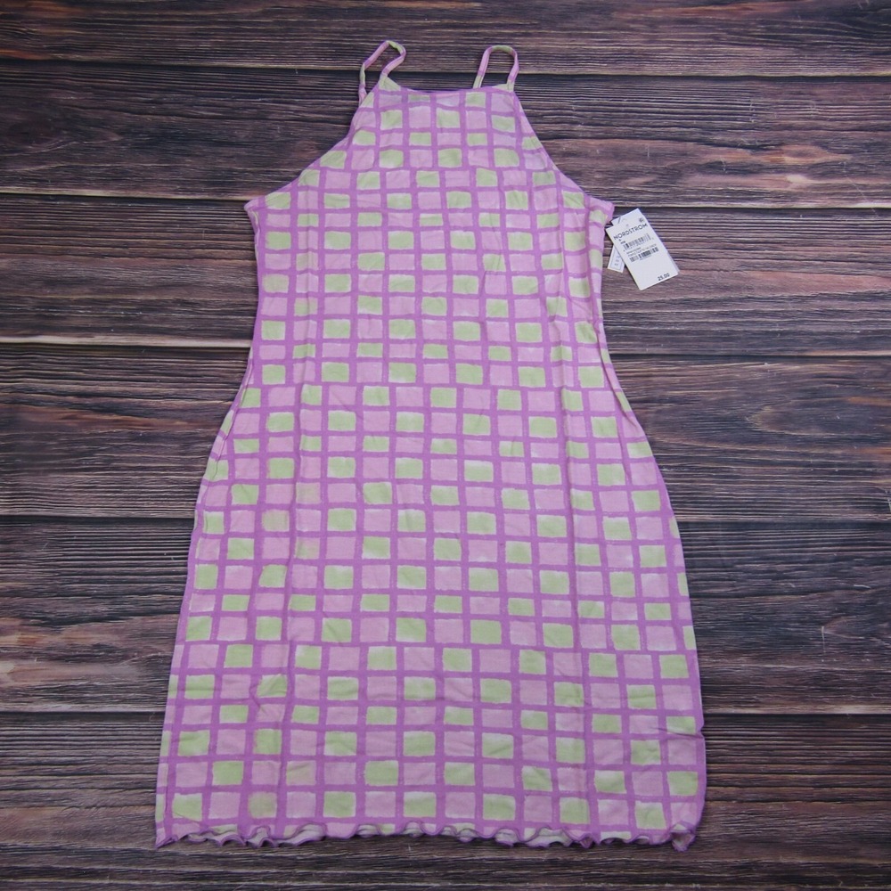 BP NEW Womens Small Pink Yellow Plaid Halter Neck Dress